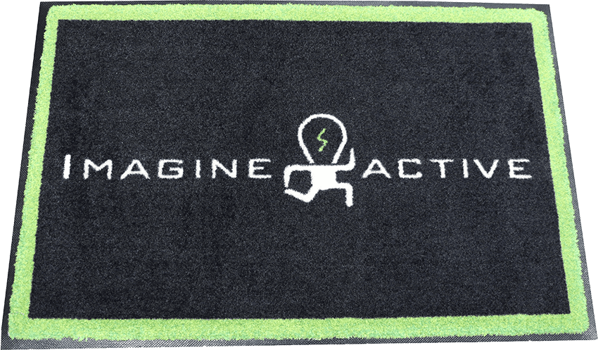 Imagine active logo on Rev247 logo rug